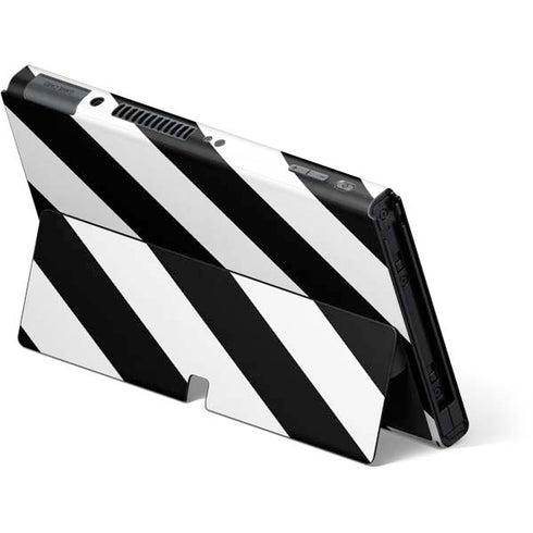 Black and White Geometric Stripes Nintendo Switch OLED (2021) Skin
